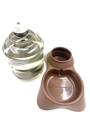 Otomatik Hazneli Kedi Köpek Su Kabı - Yerçekimli Su Sebili (Kahverengi) (3500 ml)