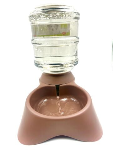 Otomatik Hazneli Kedi Köpek Su Kabı - Yerçekimli Su Sebili (Kahverengi) (3500 ml)