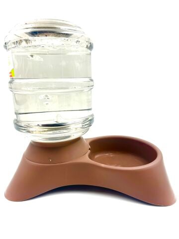 Otomatik Hazneli Kedi Köpek Su Kabı - Yerçekimli Su Sebili (Kahverengi) (3500 ml)
