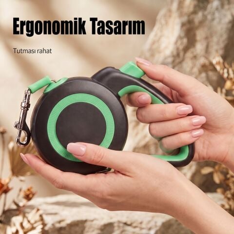 Otomatik Makaralı Köpek Gezdirme Tasması 3 Metre (15 kg) (Yeşil)