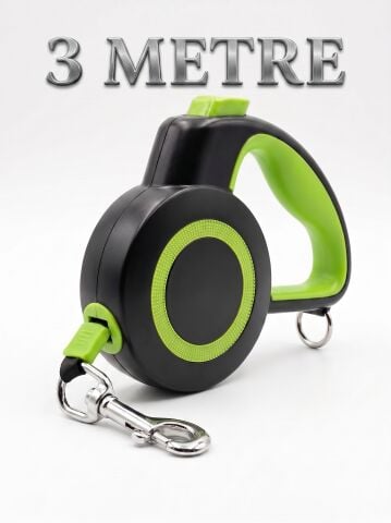 Otomatik Makaralı Köpek Gezdirme Tasması 3 Metre (15 kg) (Yeşil)