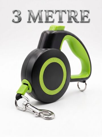 3 Metre 15 kg Otomatik Makaralı Köpek Gezdirme Tasması (Yeşil)