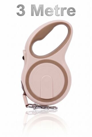 Otomatik Makaralı Köpek Gezdirme Tasması 3 Metre (12 kg) (Bej)
