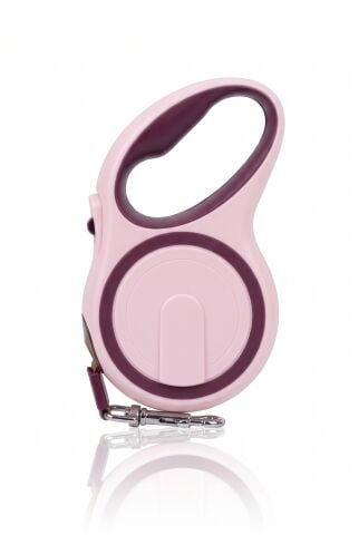 Otomatik Makaralı Köpek Gezdirme Tasması 3 Metre (12 kg) (Pembe)