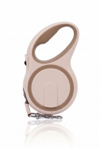 Otomatik Makaralı Köpek Gezdirme Tasması 5 Metre (20 kg) (Bej)