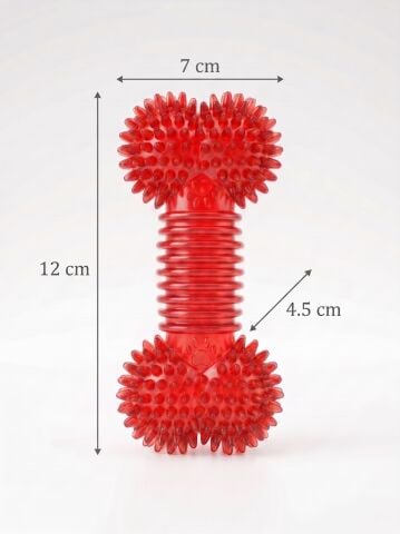 Sesli Tırtıklı Kemik Köpek Çiğneme ve Diş Kaşıma Oyuncağı 12 cm (Kırmızı)
