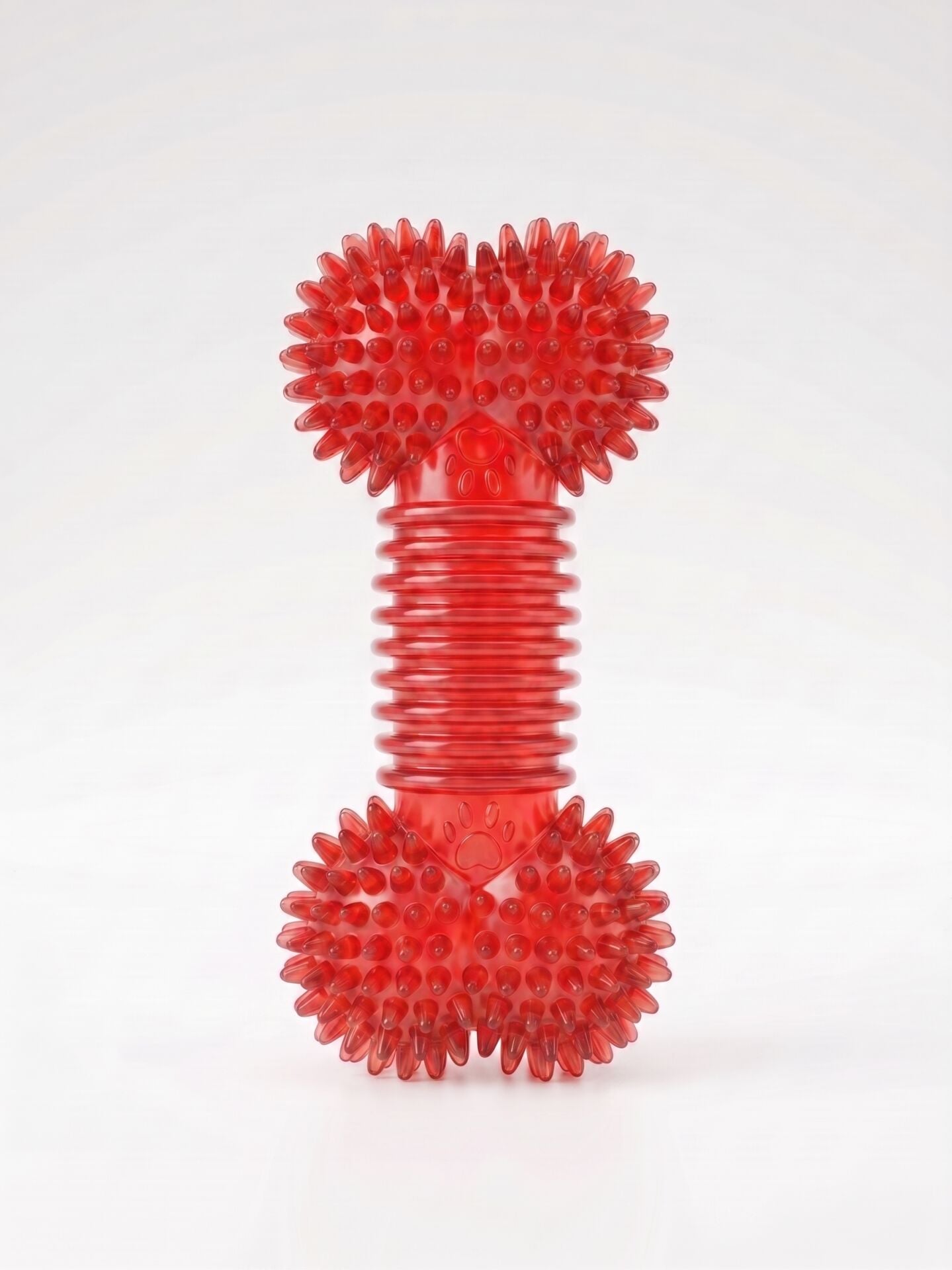 Sesli Tırtıklı Kemik Köpek Çiğneme ve Diş Kaşıma Oyuncağı 12 cm (Kırmızı)