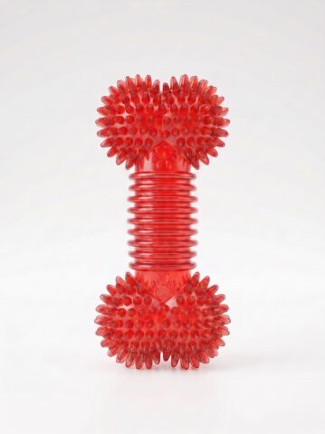 Sesli Tırtıklı Kemik Köpek Çiğneme ve Diş Kaşıma Oyuncağı 12 cm (Kırmızı)