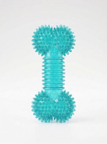 Sesli Tırtıklı Kemik Köpek Çiğneme ve Diş Kaşıma Oyuncağı 12 cm (Mavi)