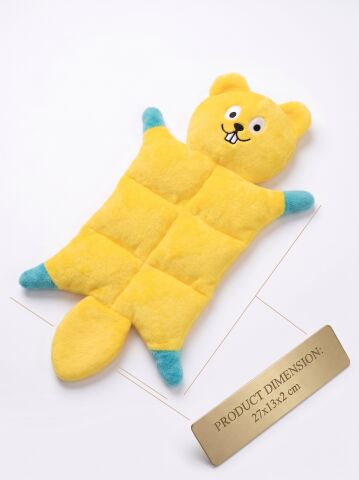 Sesli Peluş Tilki Köpek Isırma ve Çiğneme Oyuncağı (Sarı) 27 cm