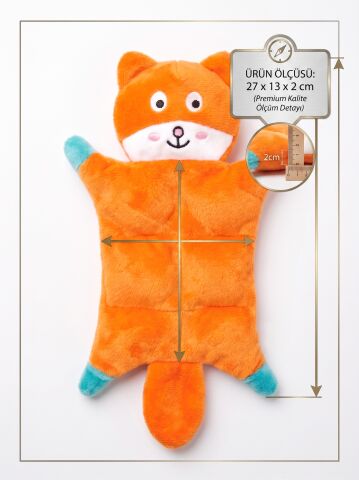 Sesli Peluş Tilki Köpek Isırma ve Çiğneme Oyuncağı (Turuncu) 27 cm
