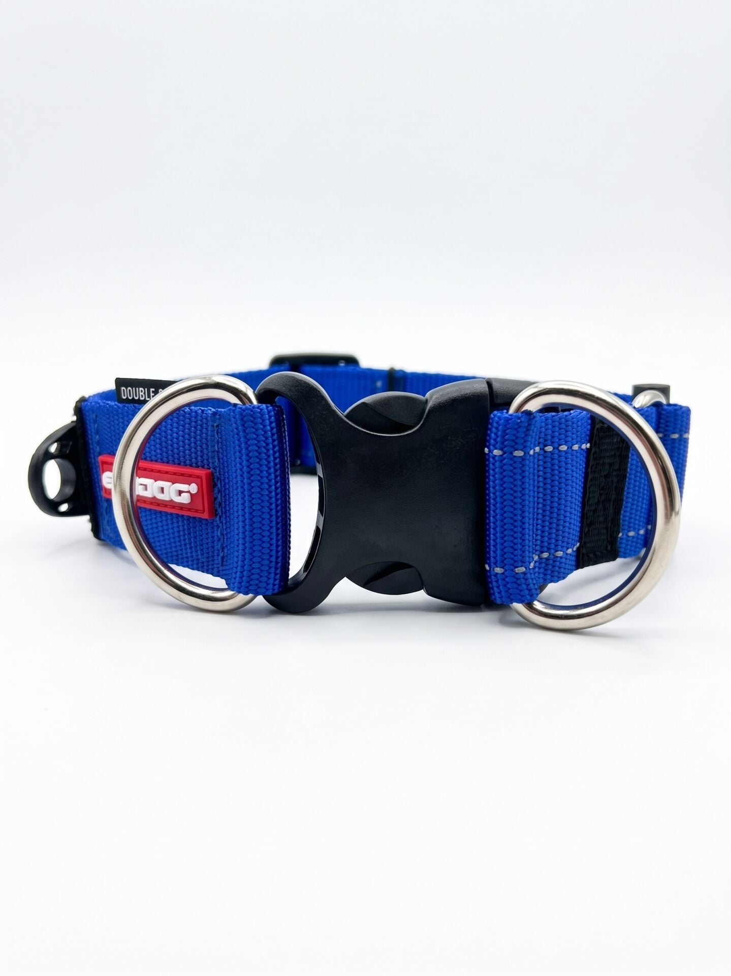 EzyDog Double Up Çift D-Halkalı Reflektörlü Köpek Boyun Tasması (Mavi) (XL)