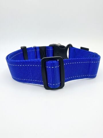EzyDog Double Up Çift D-Halkalı Reflektörlü Köpek Boyun Tasması (Mavi) (XL)