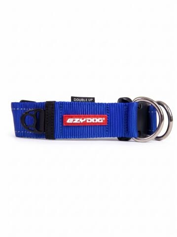 EzyDog Double Up Çift D-Halkalı Reflektörlü Köpek Boyun Tasması (Mavi) (XL)