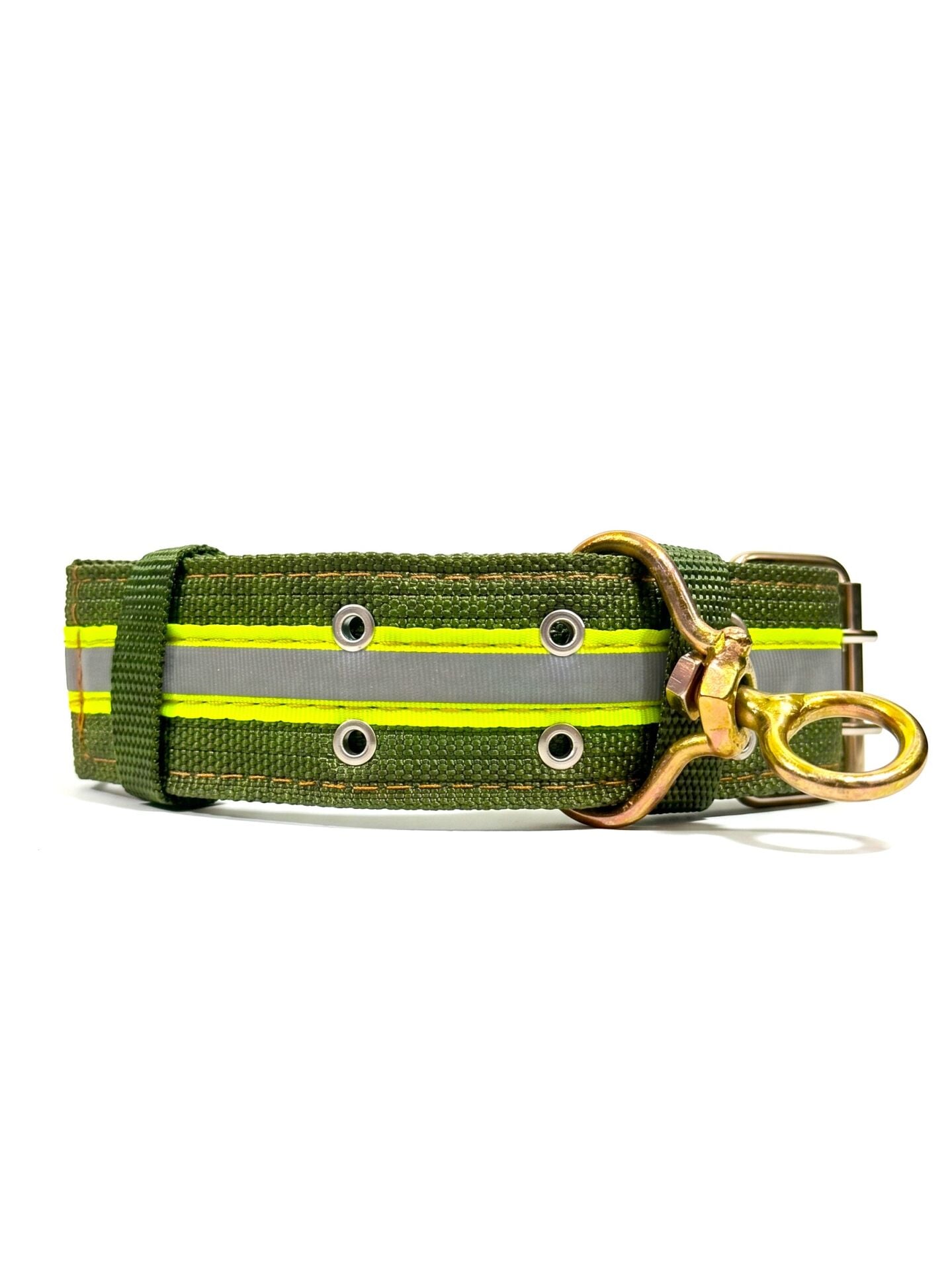 Reflektörlü Kalın Köpek Boyun Tasması - Çift Tokalı Fırdöndülü Taktik Haki (XL) 47-60cm