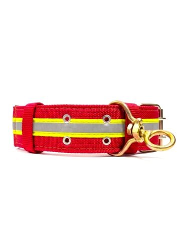 Reflektörlü Kalın Köpek Boyun Tasması - Çift Tokalı Fırdöndülü (Kırmızı)