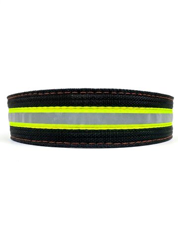 Reflektörlü Kalın Köpek Boyun Tasması - Çift Tokalı Fırdöndülü (Siyah) (XL) 47-60cm