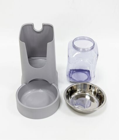 4 Litre Hazneli Otomatik Kedi ve Köpek Mama Kabı - Çelik Kaseli (Beyaz)