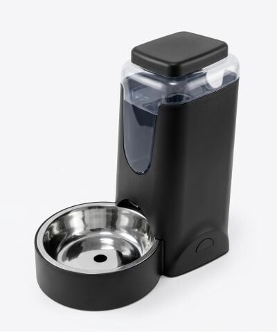 4 Litre Hazneli Otomatik Kedi ve Köpek Su Kabı - Çelik Kaseli (Siyah)