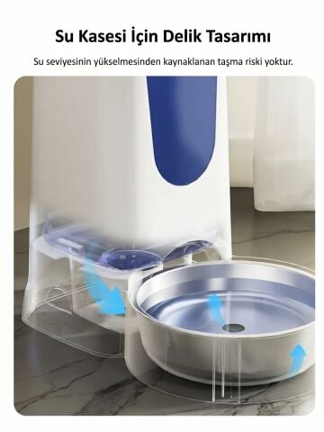 4 Litre Hazneli Otomatik Kedi ve Köpek Su Kabı - Çelik Kaseli (Siyah)