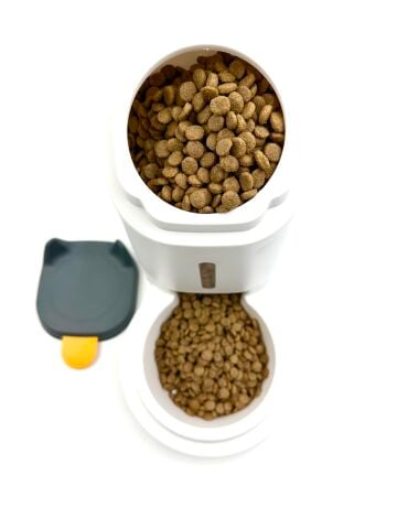 3.2 Litre Hazneli Otomatik Kedi ve Köpek Mama Kabı - Göstergeli Dispenser (Beyaz)