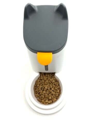 3.2 Litre Hazneli Otomatik Kedi ve Köpek Mama Kabı - Göstergeli Dispenser (Beyaz)