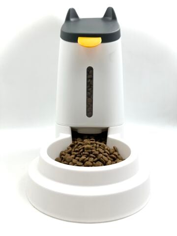 3.2 Litre Hazneli Otomatik Kedi ve Köpek Mama Kabı - Göstergeli Dispenser (Beyaz)