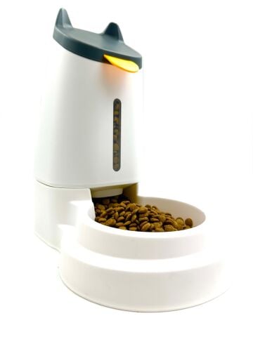 3.2 Litre Hazneli Otomatik Kedi ve Köpek Mama Kabı - Göstergeli Dispenser (Beyaz)