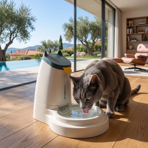 3.2 Litre Hazneli Otomatik Kedi ve Köpek Su Kabı - Göstergeli Sebil (Beyaz)