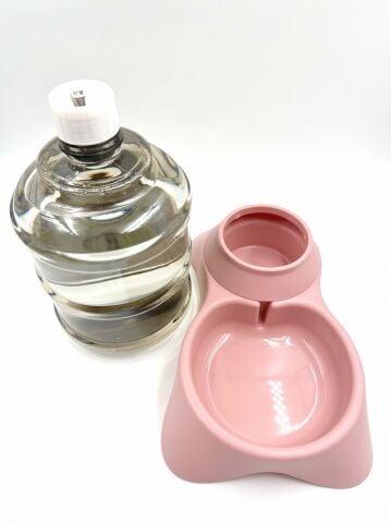 3.5 Litre Hazneli Otomatik Kedi ve Köpek Su Kabı - Şeffaf Damacana Sebil (Pembe)