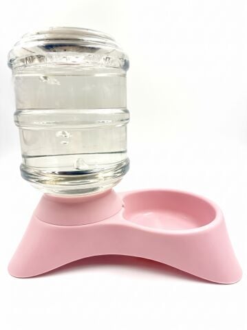 3.5 Litre Hazneli Otomatik Kedi ve Köpek Su Kabı - Şeffaf Damacana Sebil (Pembe)