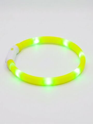 USB Kablolu Işıklı Köpek Boyun Tasması - Kesilebilir LED 70 cm (Sarı)