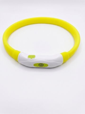 USB Kablolu Işıklı Köpek Boyun Tasması - Kesilebilir LED 70 cm (Sarı)