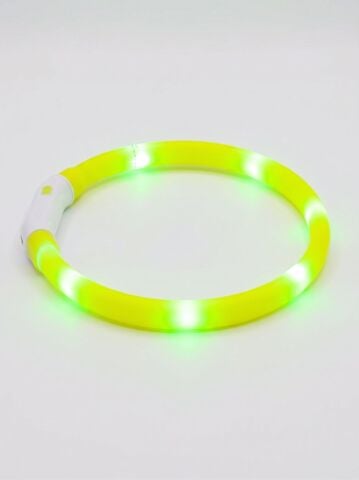 USB Kablolu Işıklı Köpek Boyun Tasması - Kesilebilir LED 55 cm (Sarı)
