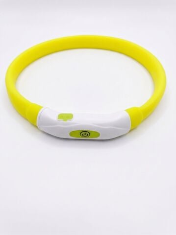 USB Kablolu Işıklı Köpek Boyun Tasması - Kesilebilir LED 40 cm (Sarı)
