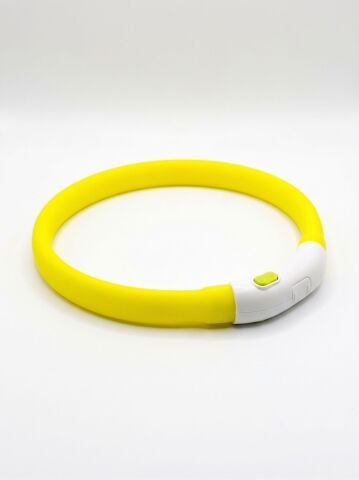 USB Kablolu Işıklı Köpek Boyun Tasması - Kesilebilir LED 40 cm (Sarı)